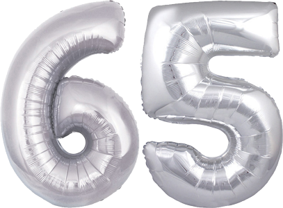 34″ Giant Silver No. 65 Balloon
