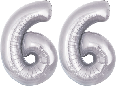 34″ Giant Silver No. 66 Balloon