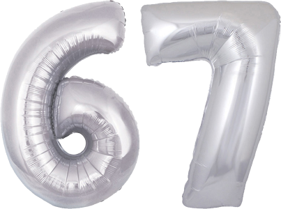 34″ Giant Silver No. 67 Balloon