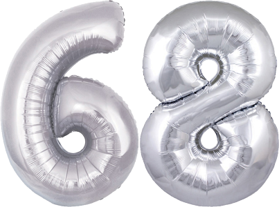 34″ Giant Silver No. 68 Balloon