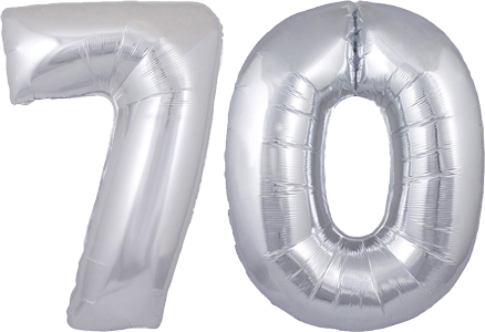 34" Giant Silver No. 70 Balloon - only £42.95
