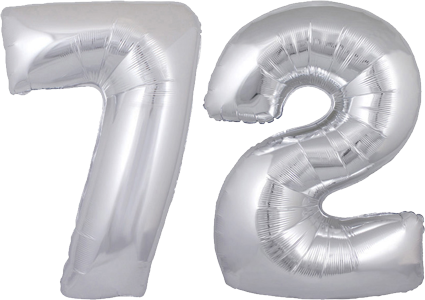 34″ Giant Silver No. 72 Balloon