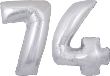 34″ Giant Silver No. 74 Balloon