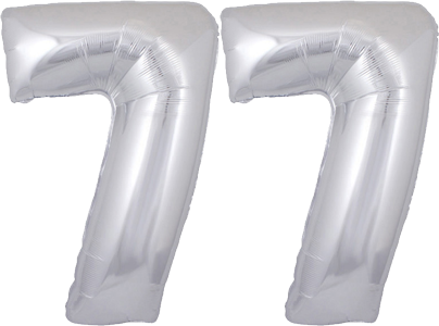 34″ Giant Silver No. 77 Balloon