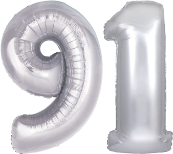 34″ Giant Silver No. 91 Balloon