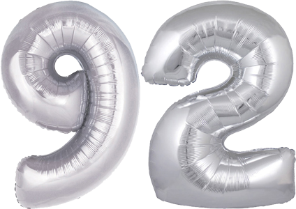34″ Giant Silver No. 92 Balloon