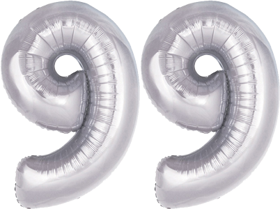 34″ Giant Silver No. 99 Balloon