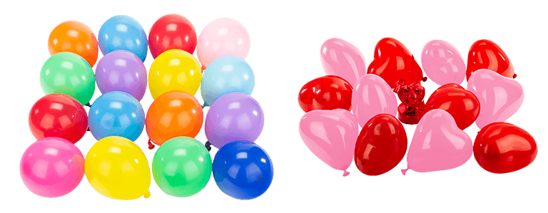Mini air-filled latex balloons